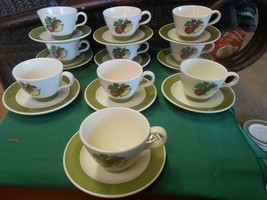 Great Poppy Trail By Metlox &quot;Provincial Fruit&quot; Set Of 10 Cups &amp; Saucers - £25.78 GBP