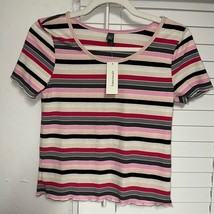 Francesca&#39;s size small short sleeve shirt stripped NWT - $14.85