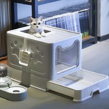 Xxl Large Space Foldable Cat Litter Box With Front Entry &amp; Top Exit &amp; Sl... - $86.99