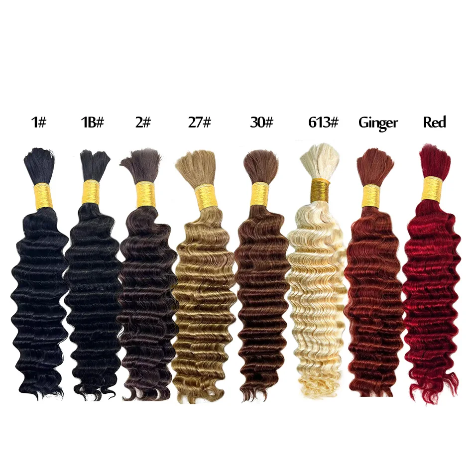Real Beauty Deep Wave Human Hair Braiding Ombre Colored Brazilian Remy Curly - £36.86 GBP+