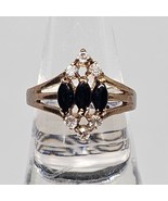 Onyx Cluster Cocktail Shield Ring 18k Yellow Gold Plated CZ Accent Size 7 - $557.69 MXN