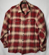 Orvis Men XL Red Plaid Long Sleeve Cotton Flannel Button Down Shirt - $58.41