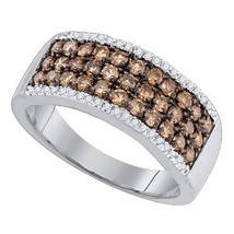 14k White Gold Round Brown Color Enhanced Diamond Band Fashion Ring 1.00 - £693.47 GBP