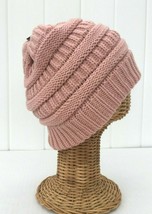 New Kids Solid Light Pink Knit Winter Beanie Hat Soft Stretch Baggy Cap # L - £6.49 GBP