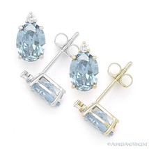 Oval Cut Simulated Aquamarine Cubic Zirconia .925 Sterling Silver Stud Earrings - £17.76 GBP+