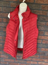 Red Goose Down Feather Puffer Vest Medium Sleeveless Jacket Zipper Snap Coat - £22.54 GBP