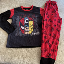 Marvel Comics Boys Black Red Spiderman Captain America Iron Man Pajamas 10-12 - $9.31