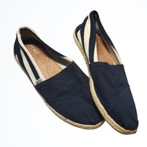 Toms Black and White Canvas Slip On Flats Shoes Size 7.5 - £22.02 GBP