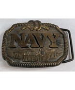 Vintage US NAVY &quot;Its An Adventure&quot; Belt Buckle Rope Waves Anchor United ... - $30.75 CAD