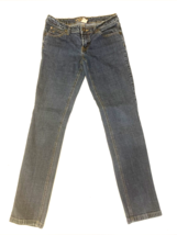 Arizona Jeans Womens Size 7 Blue Straight Leg Skinny Stretch Y2K Embroidered - £9.40 GBP