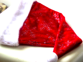 SANTA HAT red white trim silver snowflakes, one size (N clst-2A) - £4.75 GBP