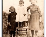 RPPC Adorable Little Girls Out in Field Smiling Postcard U27 - $4.90