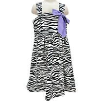 American Girl Child&#39;s Dress Size 8 Black White Zebra Print Purple Bow EUC - $18.81