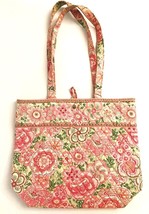 Vera Bradley Petal Pink Tote Should Bag Shopper Lime Green Pink Floral EUC - £14.86 GBP