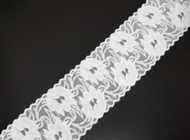 3-1/4&quot; 8cm width - 3-50yd Ivory Off white Tulip Flower Elastic Stretch Lace L506 - $5.99+