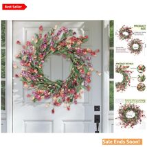 Handmade 24 Inch Spring Summer Front Door Wreath Decor for Indoor Outdoo... - $55.39