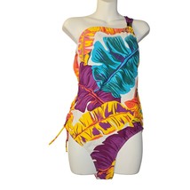Jantzen Women Size 12 One Shoulder Swimsuit Tropical Leaf Print Cutout O... - $19.17