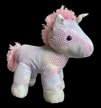Dan Dee Unicorn Plush Hug Me Sparkle Rainbow Stuffed Animal Pink Mane &amp; Tail Toy - £7.11 GBP