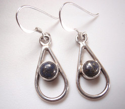 Lapis Round in Hoop 925 Sterling Silver Dangle Earrings get exact earrings - $13.49