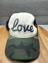 Infinity LOVE Hat Adjustable Fit Glittering LOVE Brown, Cream &amp; Camo - £11.20 GBP