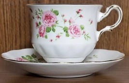 Avon Vintage Cup and Saucer &quot;Pink Roses&quot; 1974 Fine Bone China Made in En... - £20.87 GBP