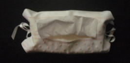 Tissue box cover linen fabric polka dot elegant, shabby imperfect - £6.28 GBP