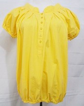 POP Population Top Blouson Short Sleeve Peasant Style Yellow Blouse size 6 VTG - £12.60 GBP