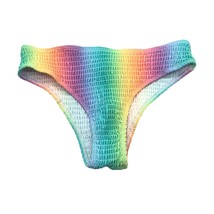 Womens Bikini Bottom Cheeky Smocked Crinkled Rainbow Colorful L - £3.92 GBP