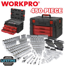 Workpro 450 Pieces Mechanics Tool Set SAE/METRIC Sockets With 3 Drawer Case Box - £310.30 GBP