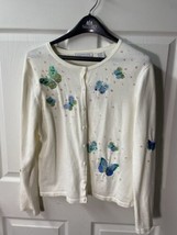 Marisa Christina Cardigan Womens Large Embellished Butterfly Ramie Embroidered - £20.61 GBP