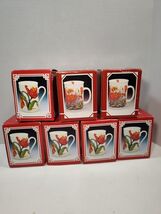 Lot 7 Potpourri Press Fine Bone China Coffee Mugs Christina Tulips & Red Poppies - $39.59