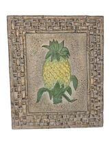 Vtg 3D PINEAPPLE Wall Hanging Plaque Fruit Basket Weave Resin 12.25” x 10” - $27.00