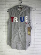 True Religion True Logo Sleeveless Knit Zip Hoodie Vest Gray Youth Big B... - $27.71