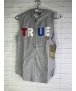 True Religion True Logo Sleeveless Knit Zip Hoodie Vest Gray Youth Big B... - £22.08 GBP