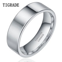 Flat 8mm High Polished Pure Tungsten Carbide Ring Women Men Wedding Engagement B - £17.29 GBP