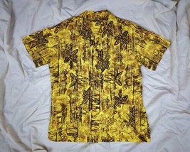 Vtg 1950s Yellow VLV Polynesian Batik Luau Rockabilly Hawaiian Cabana Shirt Sz M - £230.52 GBP
