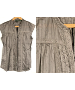 Eddie Bauer Top XS Taupe Brown Crochet Lace Button Up Cowgirl Forest Fai... - $49.83