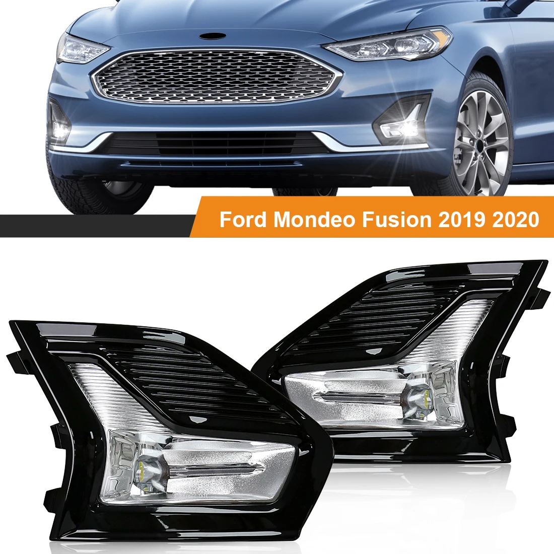 Led Fog Lamps For Ford Mondeo Fusion 2019 2020 Daytime Running Light DRL Car - £52.45 GBP+