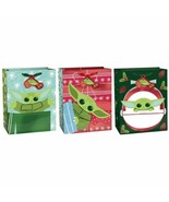 The Child 3 Christmas Gift Bags with Tags 7x9x4 inch Medium Mandalorian - £5.20 GBP
