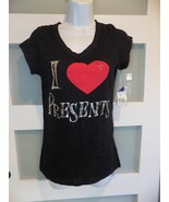 Miley Cyrus I love Presents Black SS Slim Fit T-shirt Size XL Women&#39;s NEW - $29.95 CAD