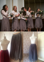 Gray High-low Tulle Skirt Outfit Women Custom Plus Size Tulle Skirt