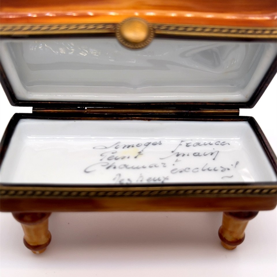 Limoges Billiards Table Pill Box Trinket Made in France 3" x 1-1/2" x 1-5/8" 69g Item image 7