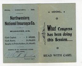 1896 What CONGRESS Has Been Doing This Session Northwestern National Ins... - $29.67