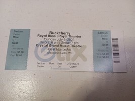 Buckcherry Royal Bliss Royal Thunder Crystal Grand Music Theatre Ticket Stub - £1.55 GBP