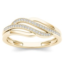 10K Yellow Gold 0.10 Ct Diamond Swirl Promise Ring - £199.21 GBP