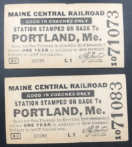 Lot of two (2) Vintage Maine Central Railroad MEC Portland Coaches Ticket - £7.41 GBP