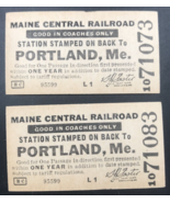 Lot of two (2) Vintage Maine Central Railroad MEC Portland Coaches Ticket - £7.49 GBP