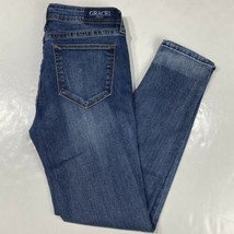 Grace In LA Easy Fit Skinny Sz 27 Midrise Stretch Denim Blue Jeans Hemmed - £14.46 GBP