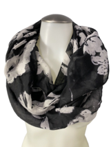 Berkshire Fashions Black and White Floral Infinity Scarf, 25&quot; x 69&quot; - £7.60 GBP