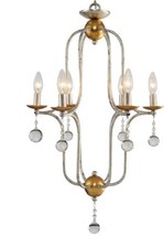 Chandelier Terracotta Lighting Galina Neo-Classic Silver Gold Iron Glass 6-Light - £676.54 GBP